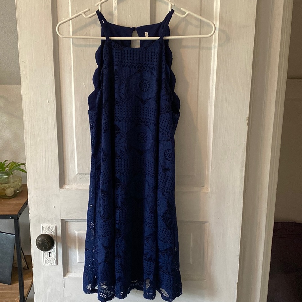 Navy blue sleeveless dress